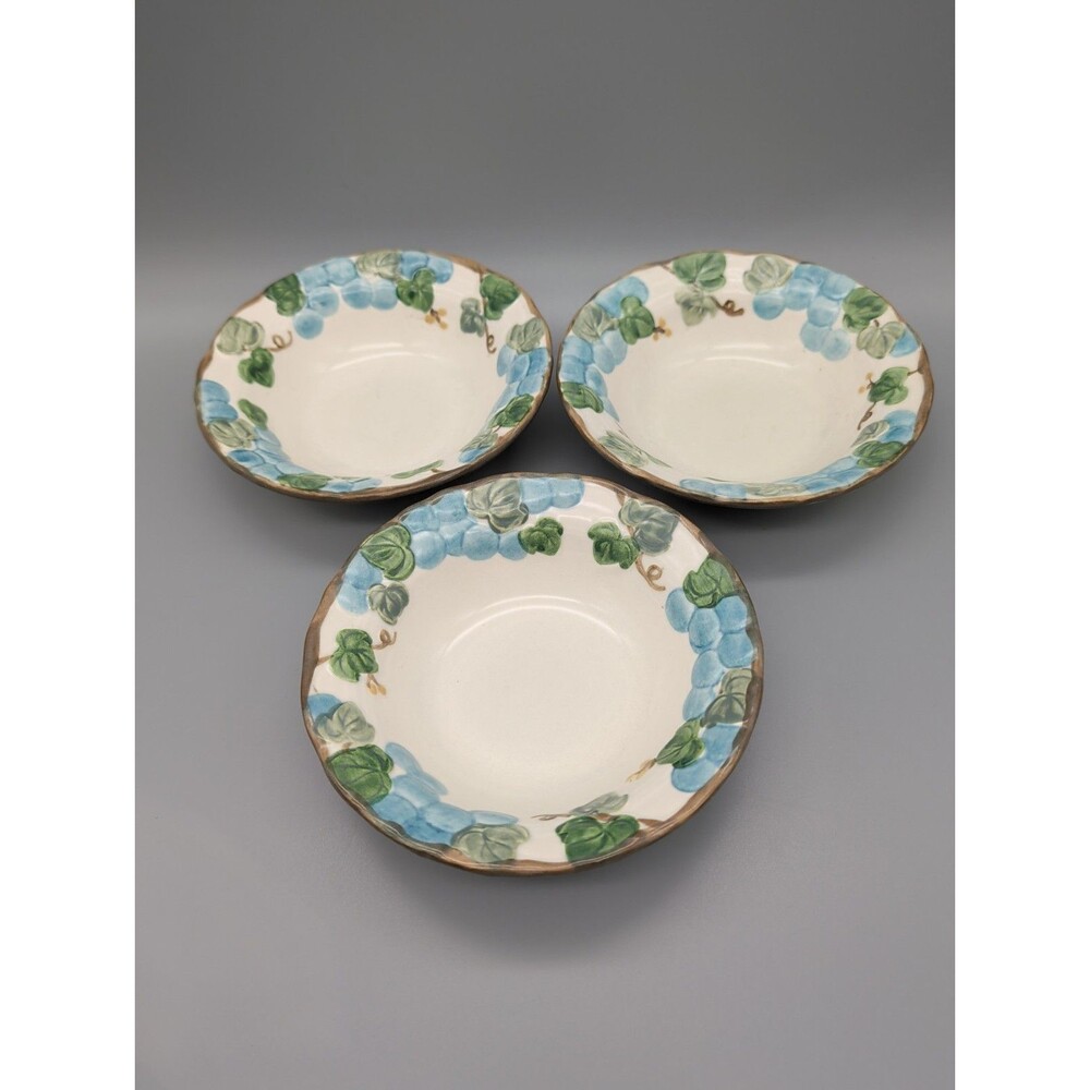 3 Metlox Poppytrail Blue Grapes 6.5" Cereal Bowls USA